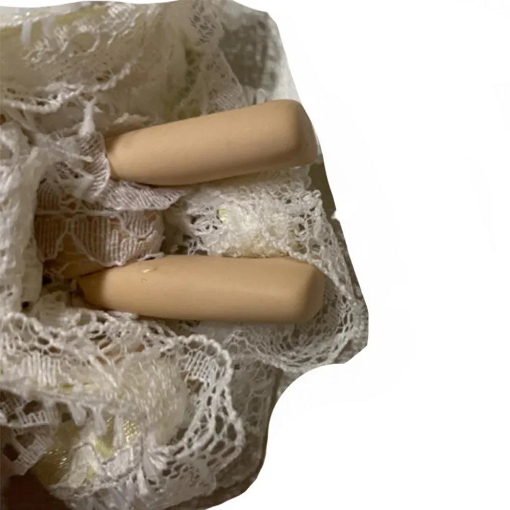 Vintage Style Doll White Lace Dress Bonnet